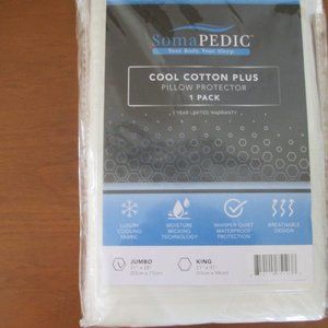 4/$40 NIP SomaPedic cool cotton plus pillow protector for Jumbo 21x28" pillow